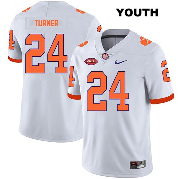 Youth Clemson Tigers #24 Nolan Turner Stitched White Legend Authentic Nike NCAA College Football Jersey XMA4246CO